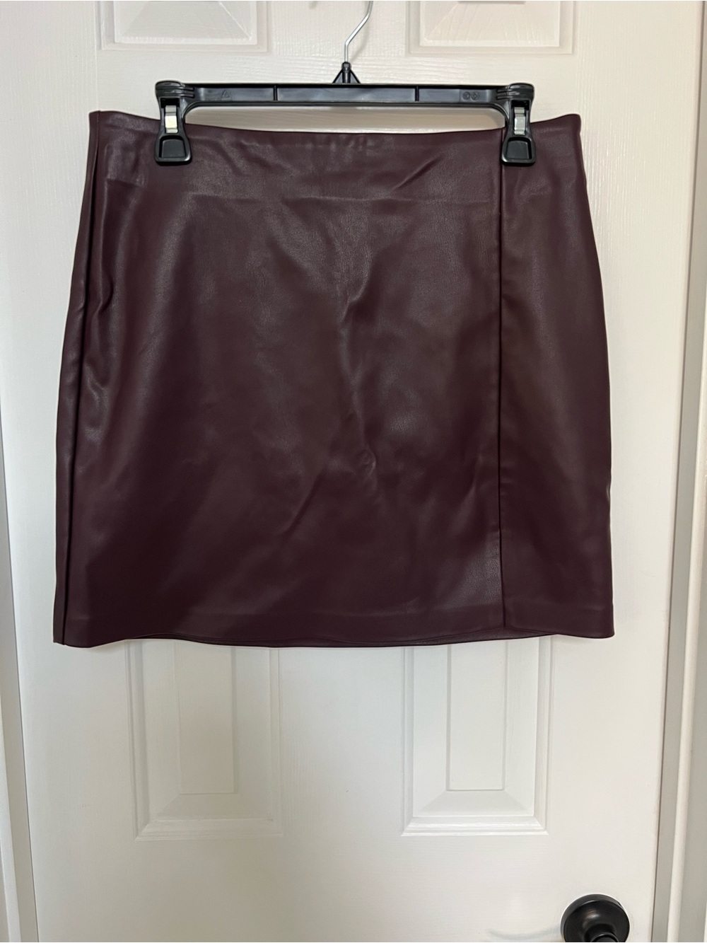 Topshop Faux Leather Mini Skirt in Wine